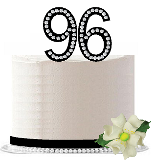 96th Birthday - Anniversary Rhinestone Bling Sparkle Cake Decoration Topper -Black