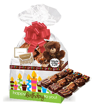 Happy Birthday Candles Gourmet Food Gift Basket Chocolate Brownie Variety Gift Pack Box (Individually Wrapped) 12pack