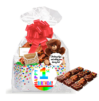 1st Birth+RC:R[100]Cday - Anniversary Gourmet Food Gift Basket Chocolate Brownie Variety Gift Pack Box (Individually Wrapped) 12pack