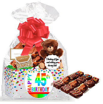 45th Birthday - Anniversary Gourmet Food Gift Basket Chocolate Brownie Variety Gift Pack Box (Individually Wrapped) 12pack