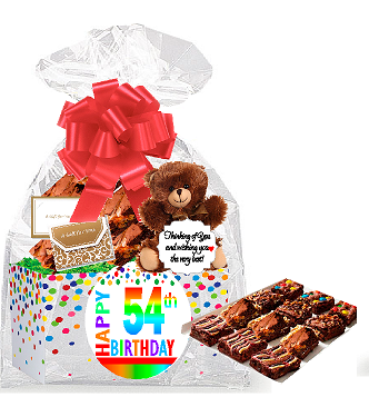 54th Birthday - Anniversary Gourmet Food Gift Basket Chocolate Brownie Variety Gift Pack Box (Individually Wrapped) 12pack