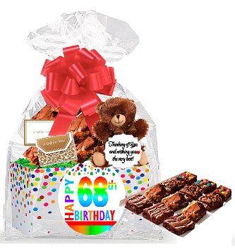 68th Birthday - Anniversary Gourmet Food Gift Basket Chocolate Brownie Variety Gift Pack Box (Individually Wrapped) 12pack