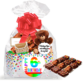 6th Birthday - Anniversary Gourmet Food Gift Basket Chocolate Brownie Variety Gift Pack Box (Individually Wrapped) 12pack