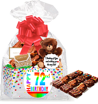 72nd Birthday - Anniversary Gourmet Food Gift Basket Chocolate Brownie Variety Gift Pack Box (Individually Wrapped) 12pack