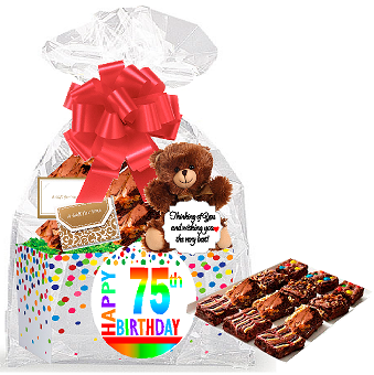 75th Birthday - Anniversary Gourmet Food Gift Basket Chocolate Brownie Variety Gift Pack Box (Individually Wrapped) 12pack