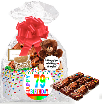 79th Birthday - Anniversary Gourmet Food Gift Basket Chocolate Brownie Variety Gift Pack Box (Individually Wrapped) 12pack