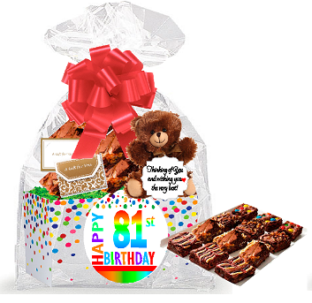 81st Birthday - Anniversary Gourmet Food Gift Basket Chocolate Brownie Variety Gift Pack Box (Individually Wrapped) 12pack