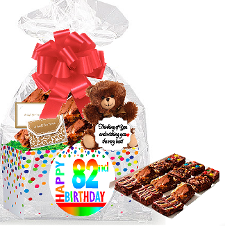 82nd Birthday - Anniversary Gourmet Food Gift Basket Chocolate Brownie Variety Gift Pack Box (Individually Wrapped) 12pack