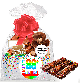 88th Birthday - Anniversary Gourmet Food Gift Basket Chocolate Brownie Variety Gift Pack Box (Individually Wrapped) 12pack