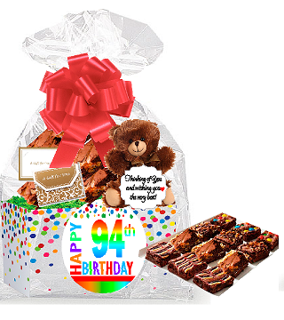94th Birthday - Anniversary Gourmet Food Gift Basket Chocolate Brownie Variety Gift Pack Box (Individually Wrapped) 12pack