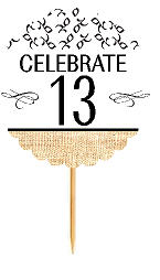 13th Birthday - Anniversary Novelty Burlap Cupcake Decoration Picks -12pack