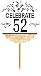 52nd Birthday - Anniversary Novelty Burlap Cupcake Decoration Picks -12pack