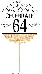 64th Birthday - Anniversary Novelty Burlap Cupcake Decoration Picks -12pack