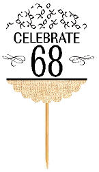 68th Birthday - Anniversary Novelty Burlap Cupcake Decoration Picks -12pack