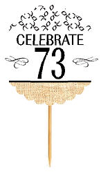 73rd Birthday - Anniversary Novelty Burlap Cupcake Decoration Picks -12pack