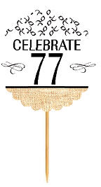 77th Birthday - Anniversary Novelty Burlap Cupcake Decoration Picks -12pack