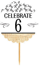 6th Birthday - Anniversary Novelty Burlap Cupcake Decoration Picks -12pack