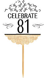 81st Birthday - Anniversary Novelty Burlap Cupcake Decoration Picks -12pack