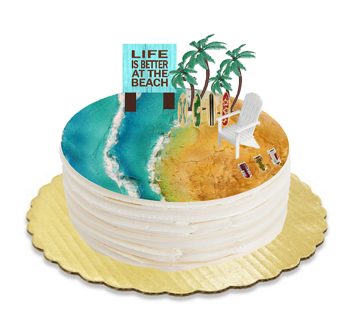 Life is Better at The beach Cake Decoration Beer Cans Chair Tree & Sign Kit