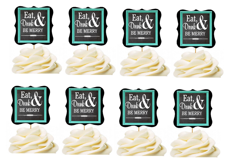 Eat Drink & Be Merry Cupcake Food Appetizer Decoration Topper Picks -12pack