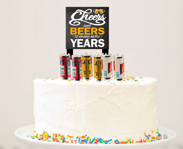 Alcohol Lovers Petite Cheers and Beers CAke Decoration 6pack Beer Kit