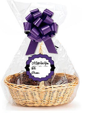 Purple 2Pack Designer Cello Bags - Tags - Bows Cellophane Jumbo Gift Basket Packaging Bags Flat 30" x 40"