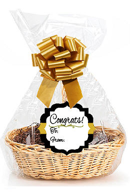 Congrats 2Pack Designer Cello Bags - Tags - Bows Cellophane Jumbo Gift Basket Packaging Bags Flat 30" x 40"