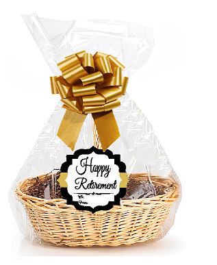 Happy Retirement  2Pack Designer Cello Bags - Tags - Bows Cellophane Jumbo Gift Basket Packaging Bags Flat 30" x 40"