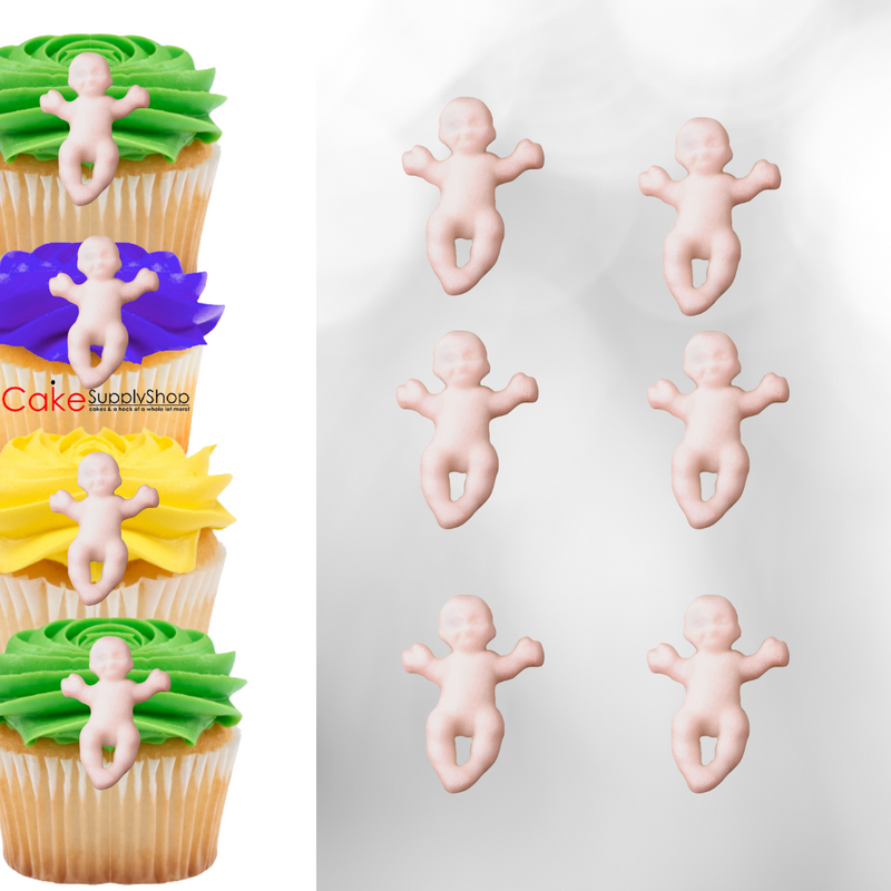 King Cake Baby 1 3-4" Edible Cake Cupcake Sugar Decorations - 6ct