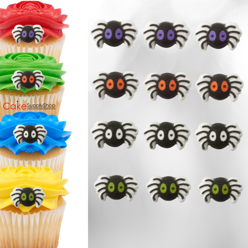 Itsy Bitsy Spider Edible Dessert Toppers Cake Cupcake Sugar Icing Decorations -12ct