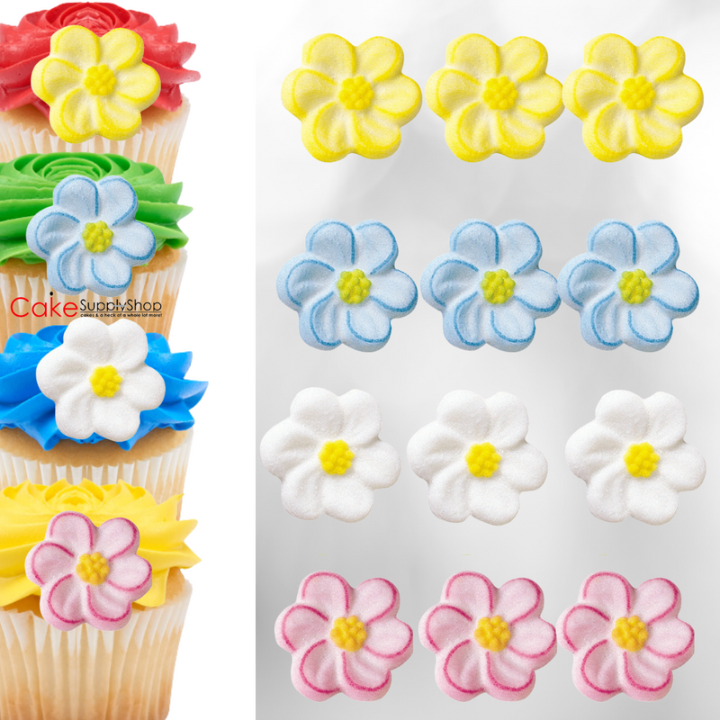 Blossom Dessert Toppers Ready To Use Edible Cake Cupcake Sugar Icing Decorations -12ct
