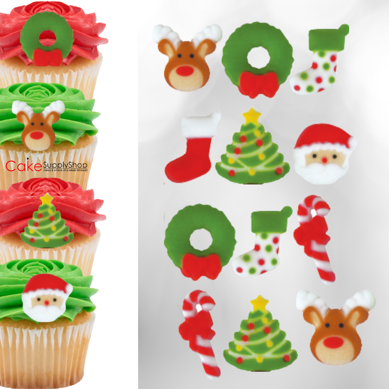 Christmas Lights Edible Dessert Toppers Ready To Use Edible Cake Cupcake  Sugar Icing Decorations -12ct