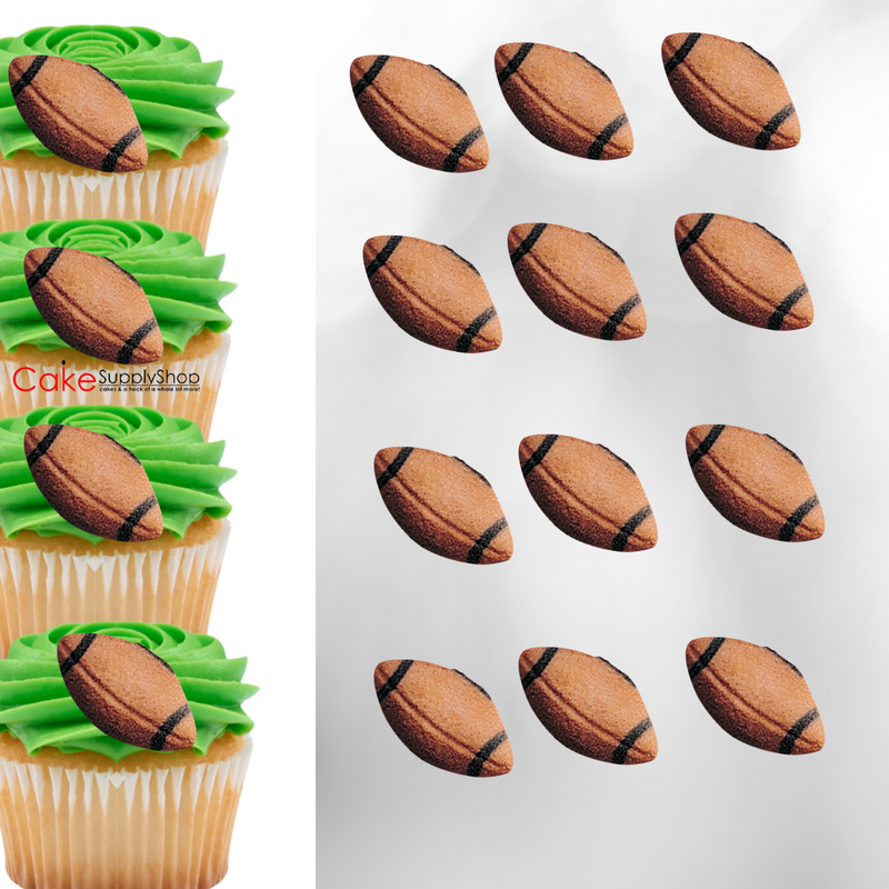 Football Edible Dessert Toppers Cake Cupcake Sugar Icing Decorations -12ct