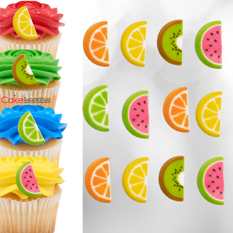 Fruit Slices Dessert Sugar Decorations For Cakes Cupcakes Cookies Donuts and More - 12ct