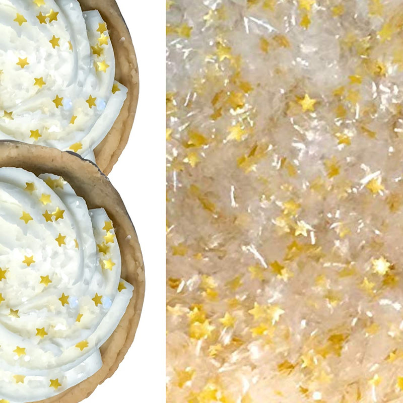 Clear Glitter Flakes With Gold Stars Metallic Edible Shimmer Sparkle Glitter For Cakes And Cupcakes 2oz Jar