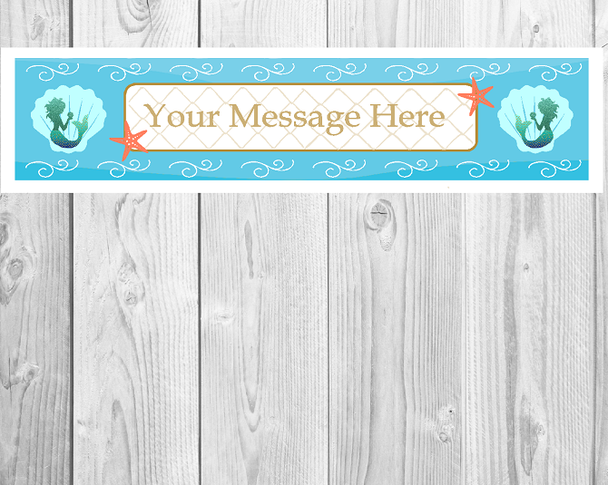 Mermaid (10 x 50) Personalized Happy Birthday Wall Decoration Banner