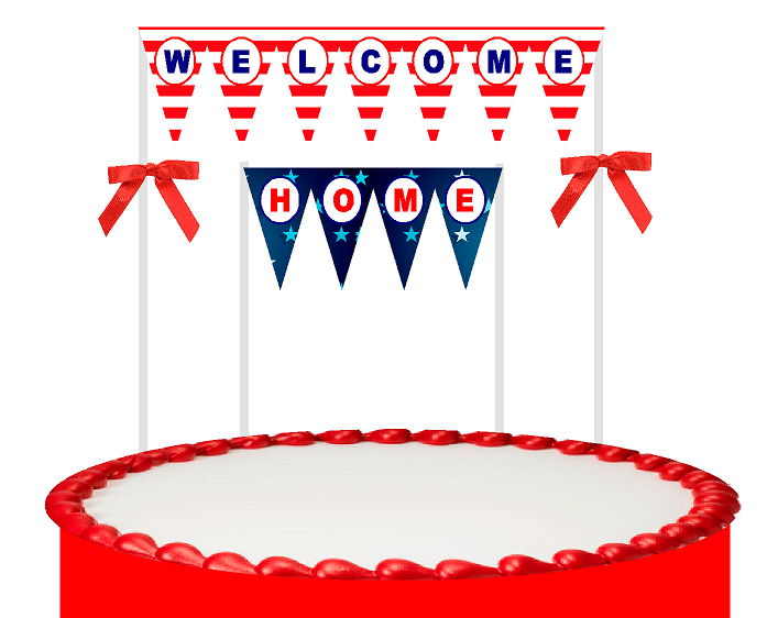 Welcom Home Cake Decoration Bunting Banner with Bow