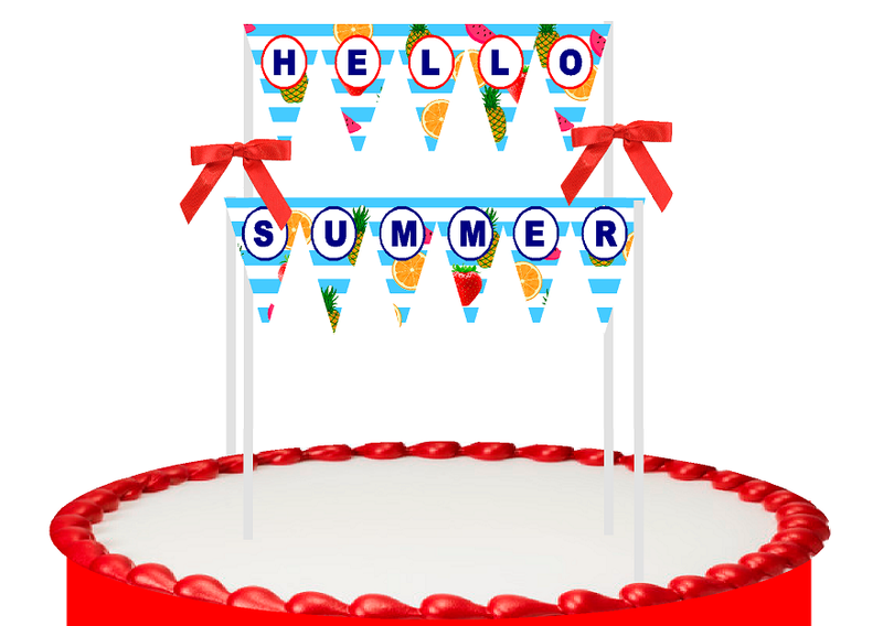 Hello Summer Cake Decoration Bunting Banner with Bow