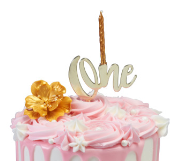 One Scripted 1st Birthday Cake - Food Decoration Topper Mini Candle Holder