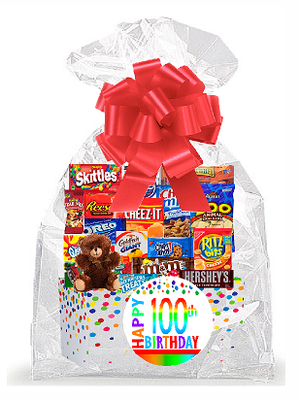 100th Birthday Rainbow Snack Care Package Gift Box with Cookies & Candy