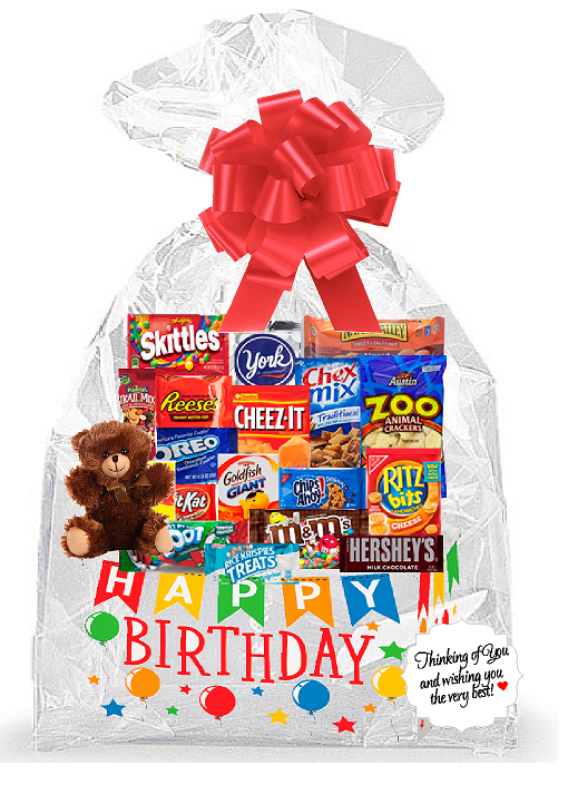 Happy Birthday Thinking Of You Cookies, Candy & More Care Package Snack Gift Box Bundle Set