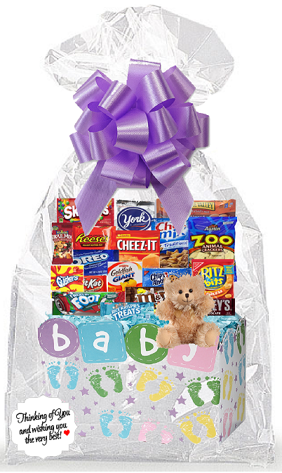 New Baby Baby Shower Mom to Be Thinking Of You Cookies, Candy & More Care Package Snack Gift Box Bundle Set