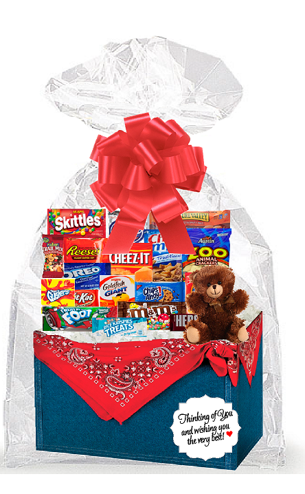 Red Bandana Thinking Of You Cookies, Candy & More Care Package Snack Gift Box Bundle Set