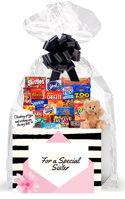 For a Special Sister Thinking of You Cookies, Candy & More Care Package Assortment Variety Gift Box Bundle Set
