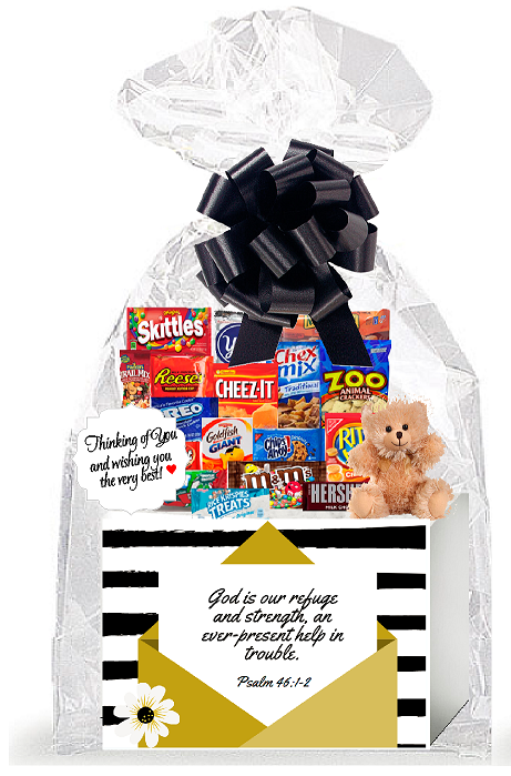 God Is Our Refuge (Psalm 46:1) Thinking of You Cookies, Candy & More Care Package Assortment Variety Gift Box Bundle Set