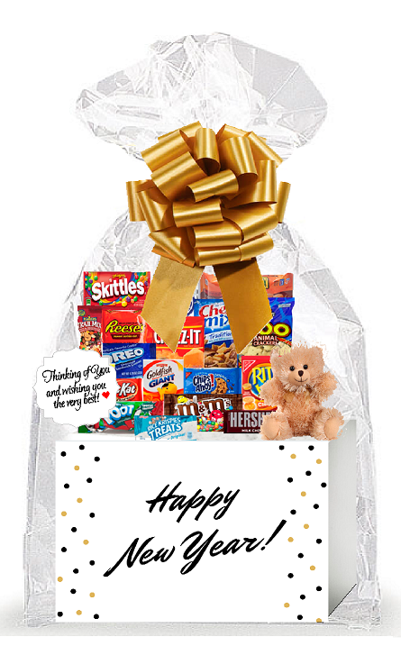 Happy New Year Thinking of You Cookies, Candy & More Care Package Assortment Variety Gift Box Bundle Set