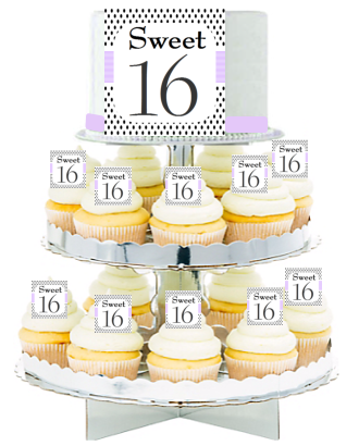 Sweet 16  Edible Photo  & Edible Cupcake Decoration Toppers  Lavendar