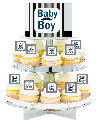 Baby Boy Mustache  Edible Photo  & Edible Cupcake Decoration Toppers