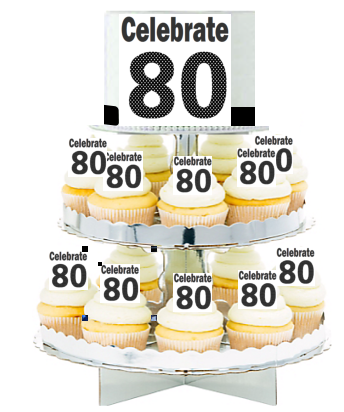 Celebrate 80  Edible Photo  & Edible Cupcake Decoration Toppers