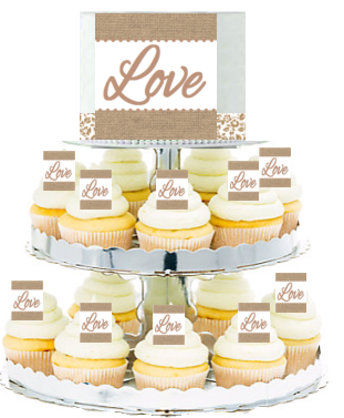 Love Burlap Wedding -Engagement  Edible Photo  & Edible Cupcake Decoration Toppers